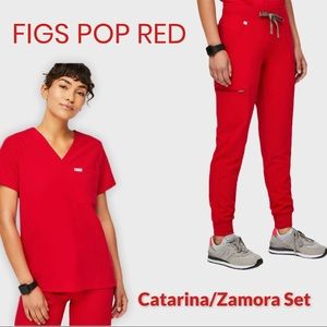 Figs Scrub Set in Pop Red NWT
